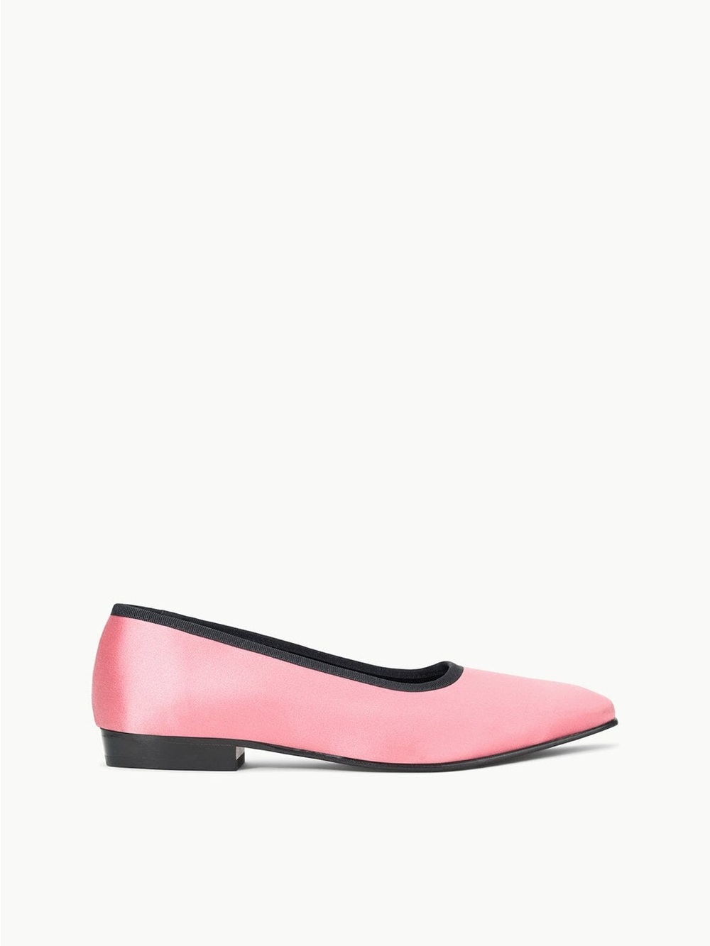 STAUD Pink Ballet Flat with Black Trim